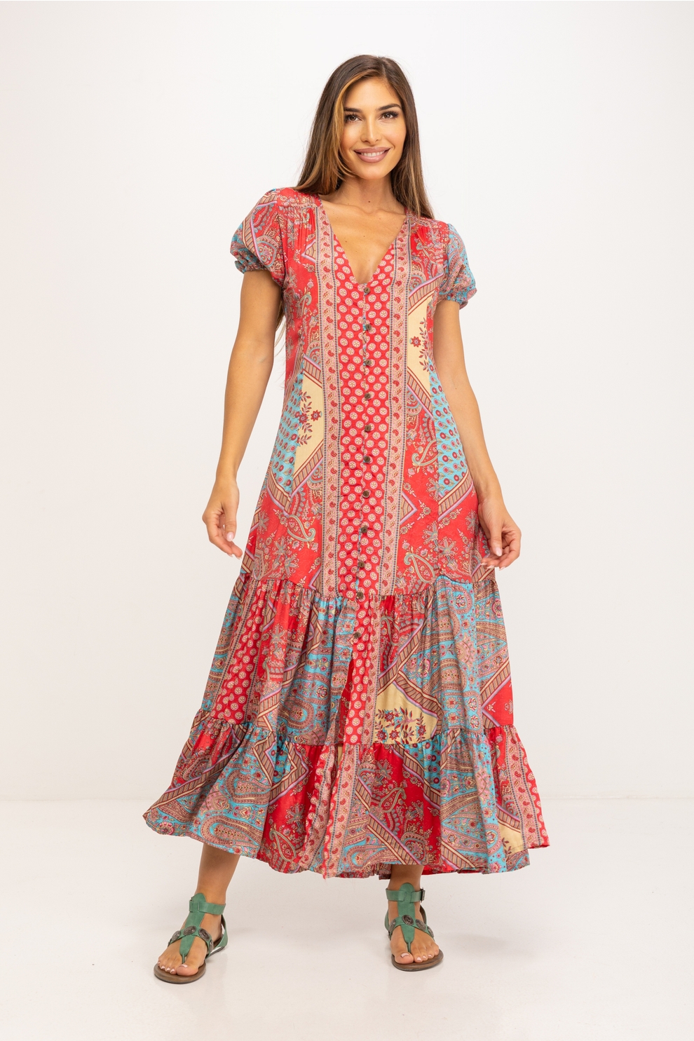 Vestido Estampado Mangas