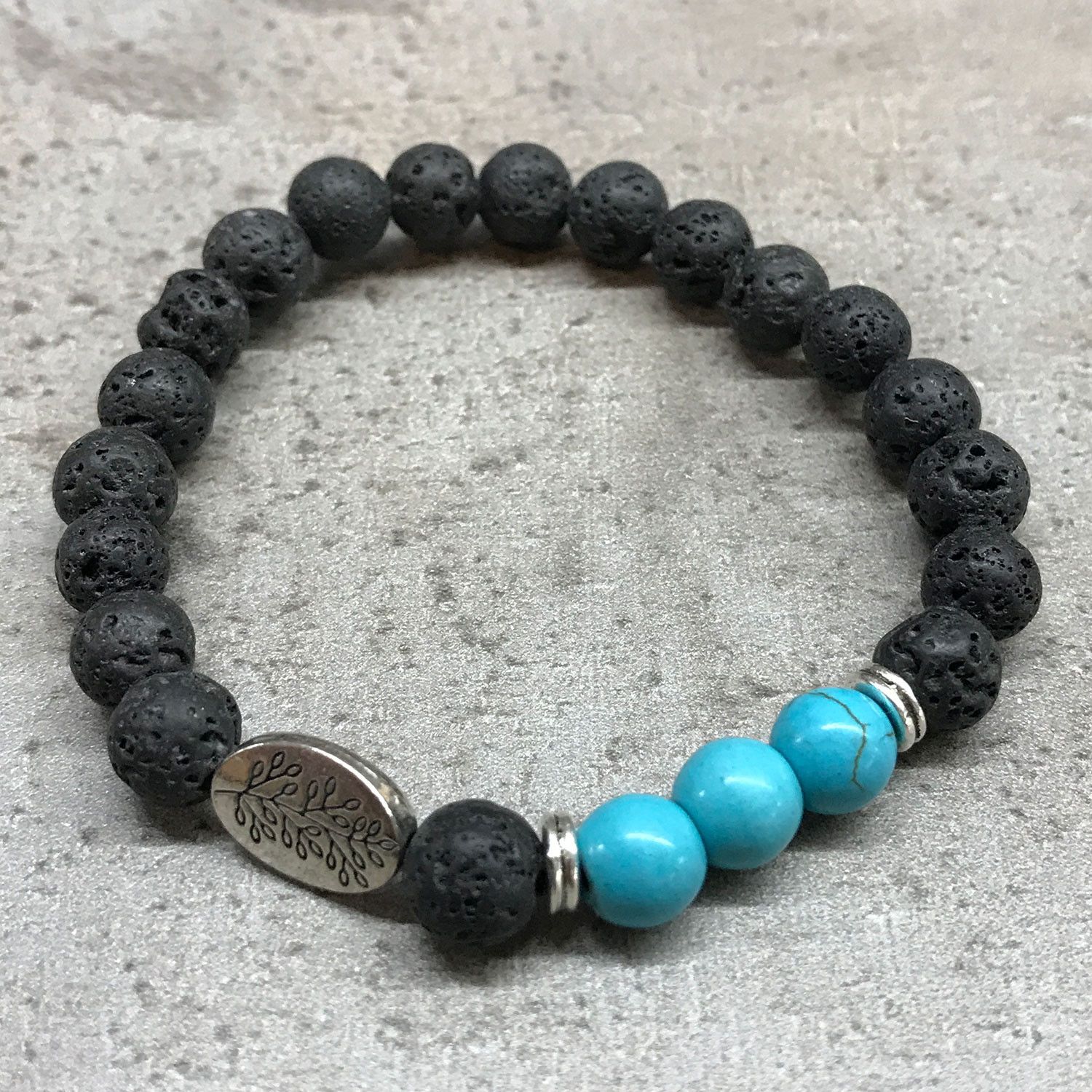 Pulsera de Piedra de Lava - Hoja - Turquesa - Image 2