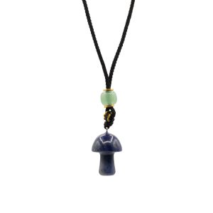 Collar de cuerda Colgante de piedra preciosa - Hongo de sodalita