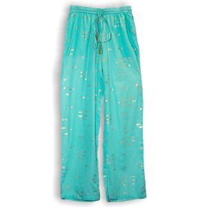 (ML) Colección Nómada Sari Mediterráneo - Pantalones - Diseño de Peces en Turquesa y Oro
