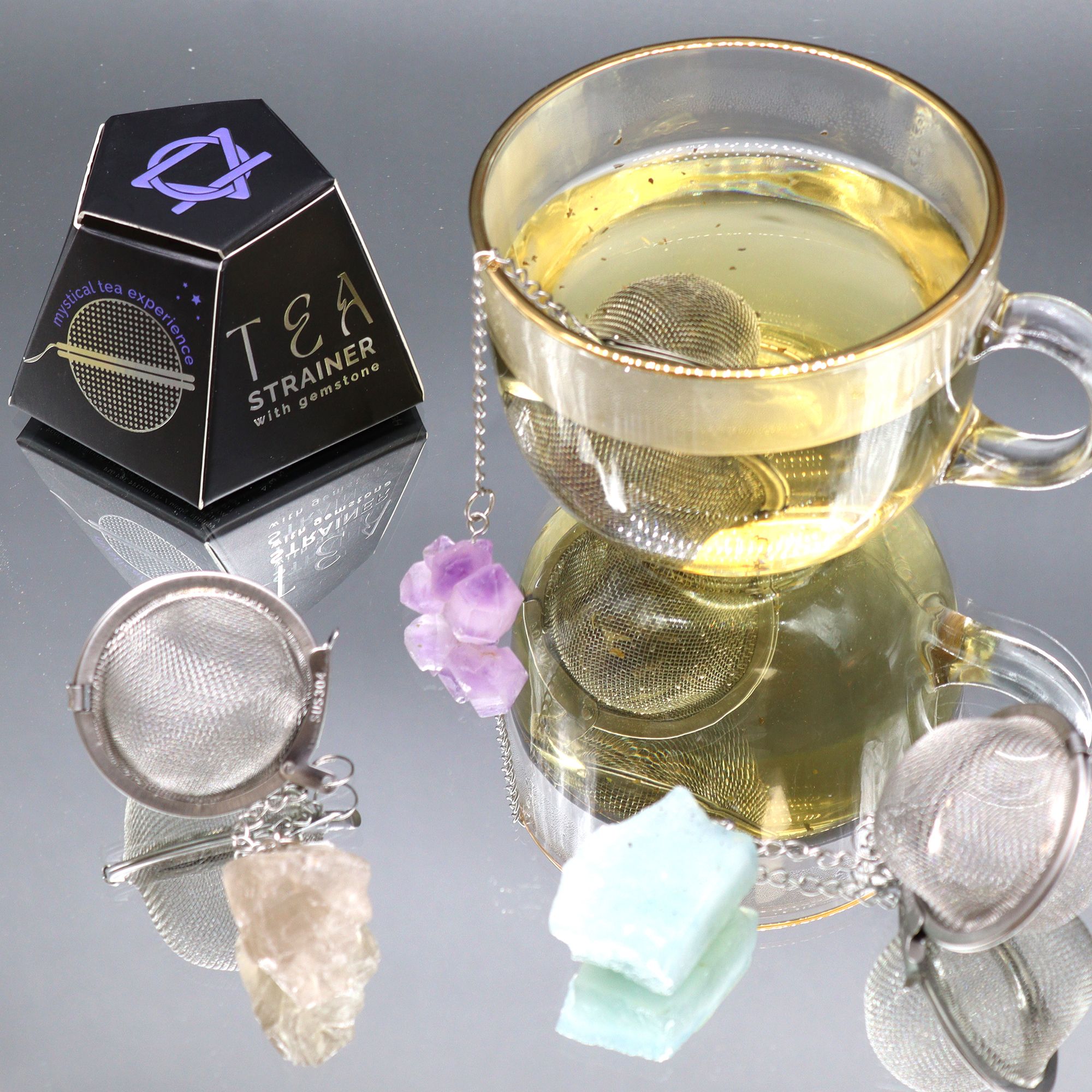 Colador de té de piedras preciosas de cristal crudo - Aventurina verde - Imagen 7