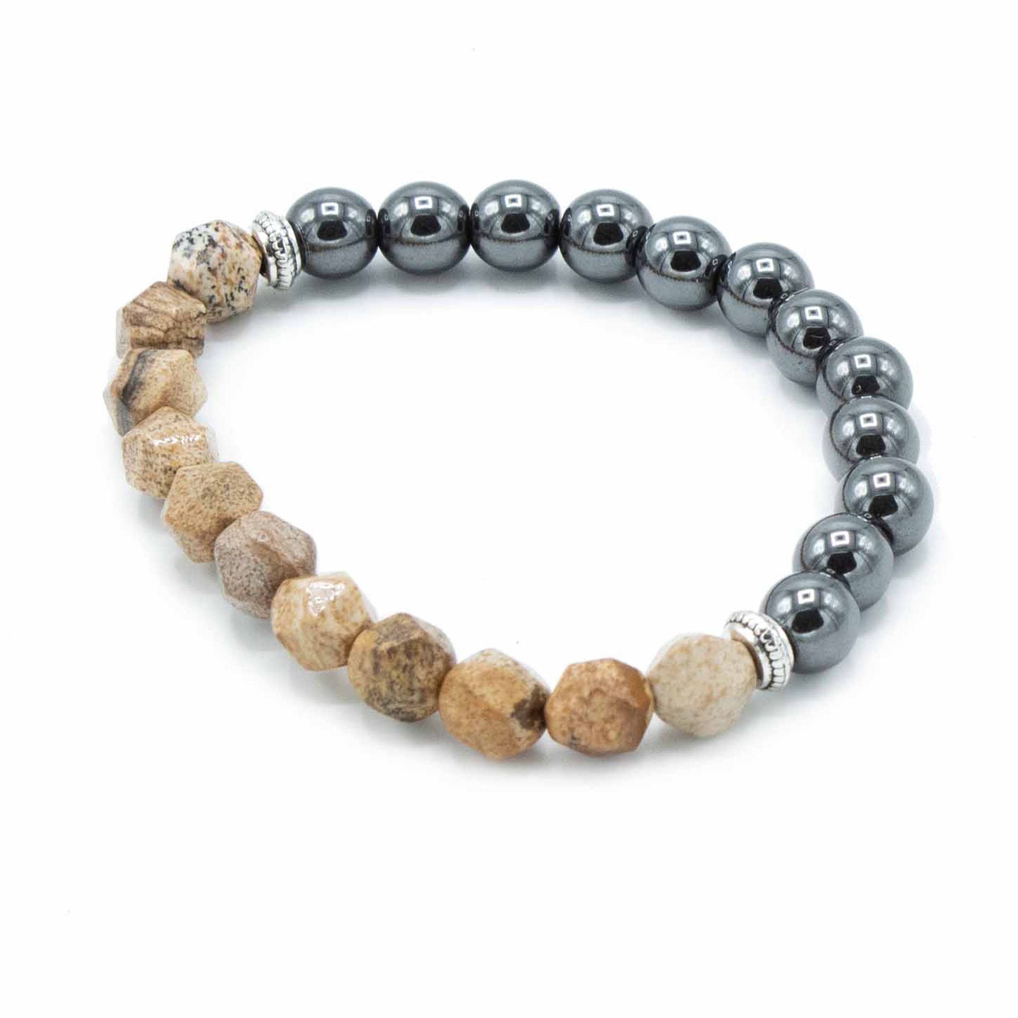 Pulsera de Piedra Preciosa Tallada - Jaspe Rayado Magnético - Imagen 2