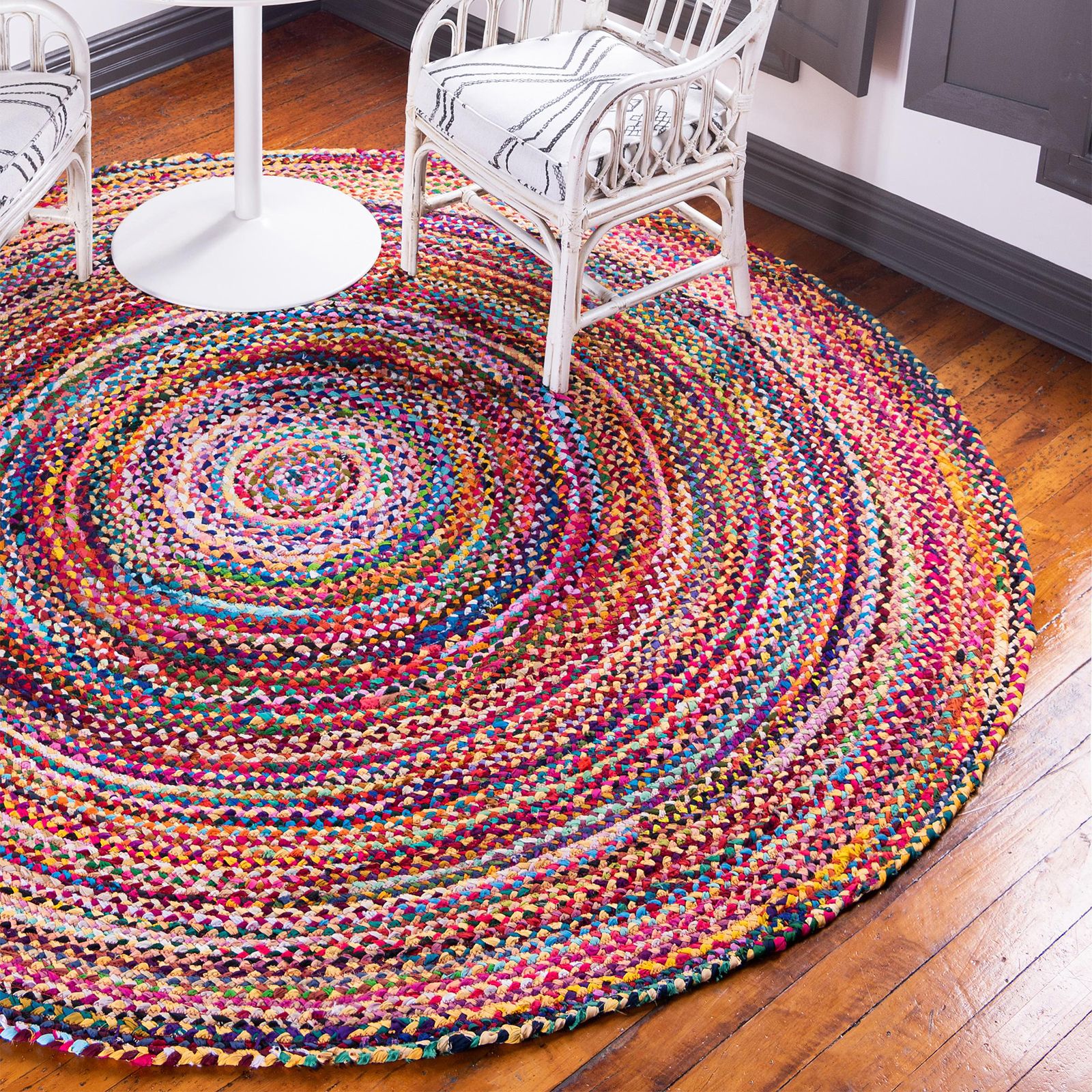 Alfombra Redonda de Yute y Algodón Reciclado - 150 cm - Imagen 5