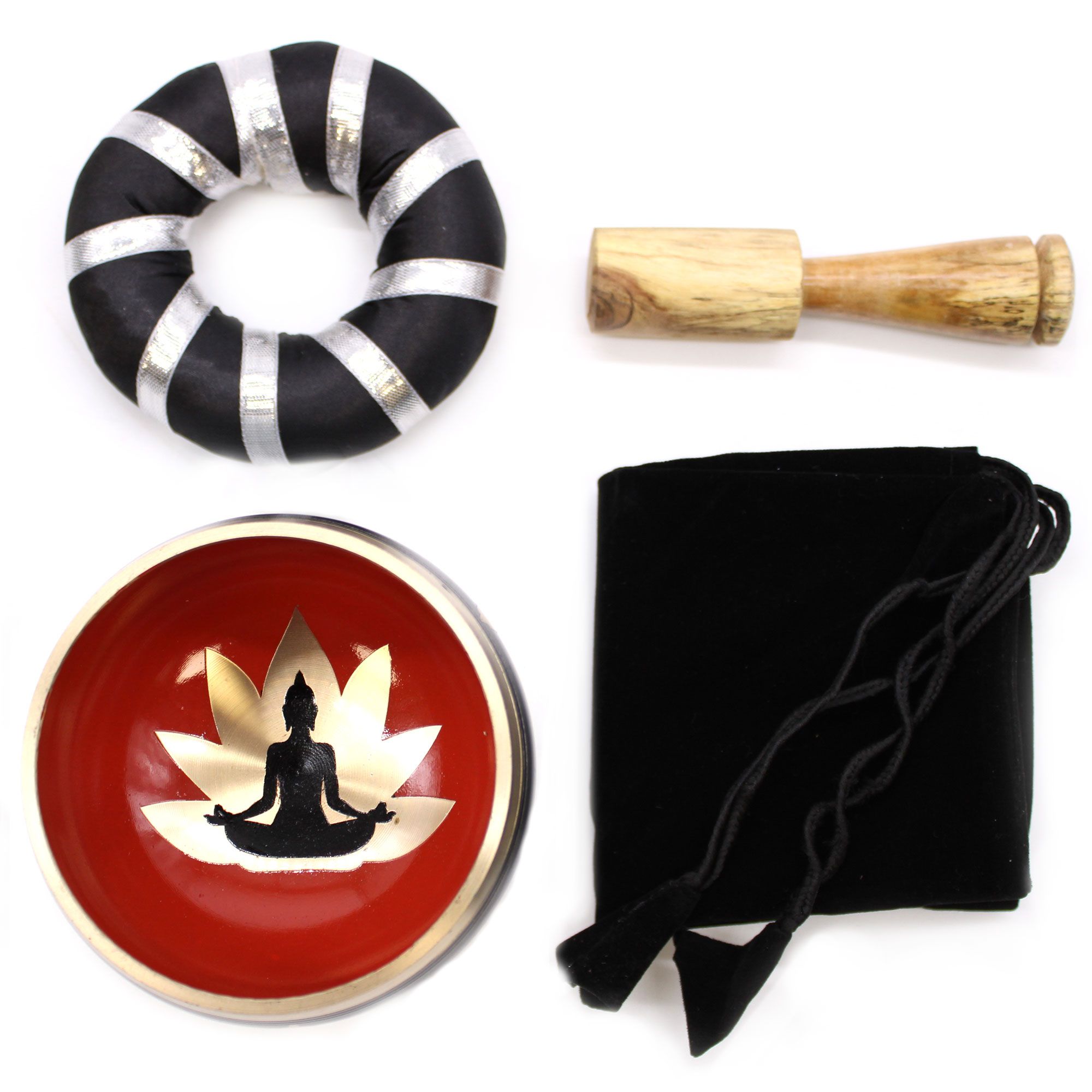 Juego de Cuenco Tibetano - Buda - Negro/Naranja 10,7 cm - Imagen 9