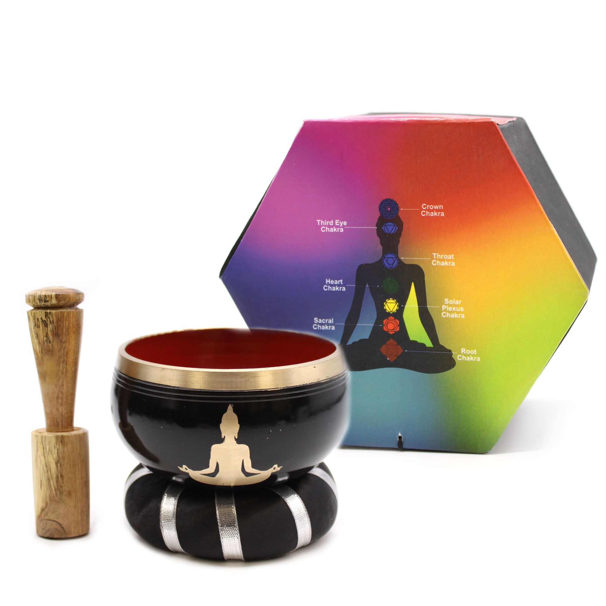 Juego de Cuenco Tibetano - Buda - Negro/Naranja 10,7 cm - Imagen 4