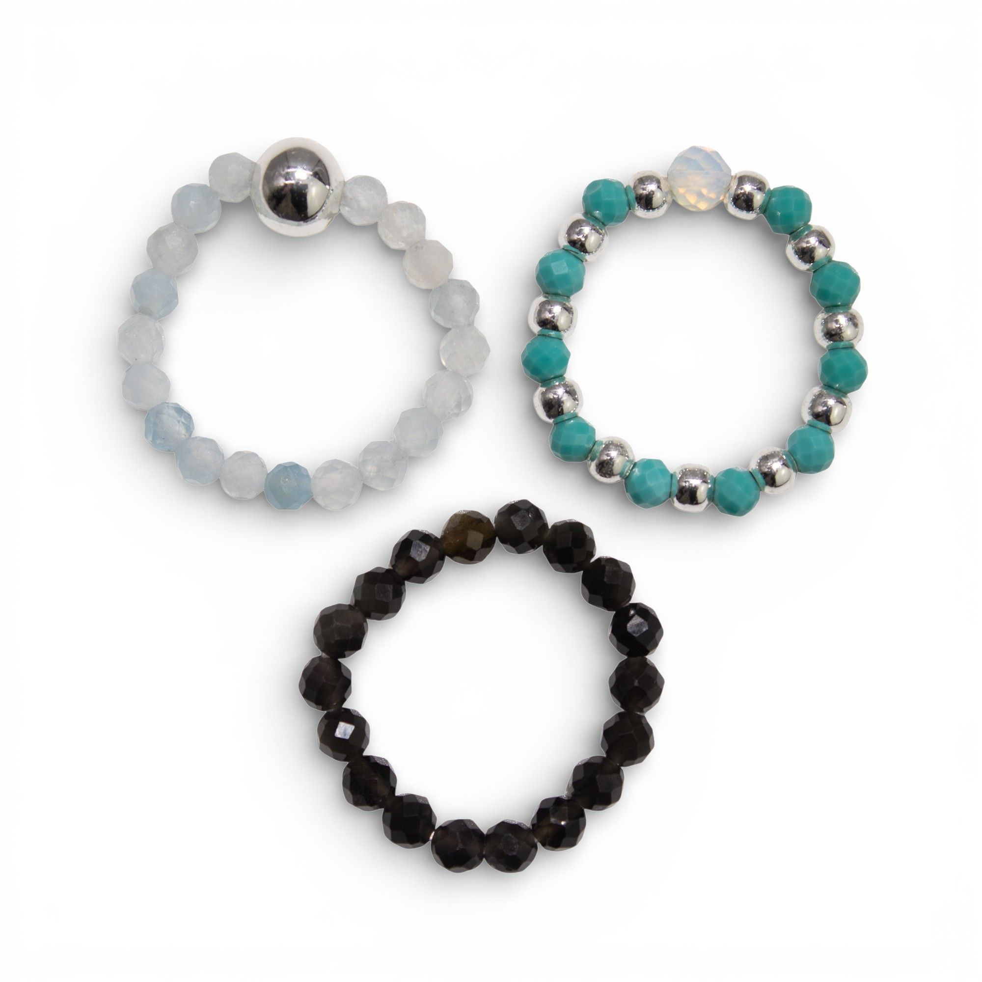 Conjunto de anillos de gema de ninfa - Océano sin fin - Imagen 8