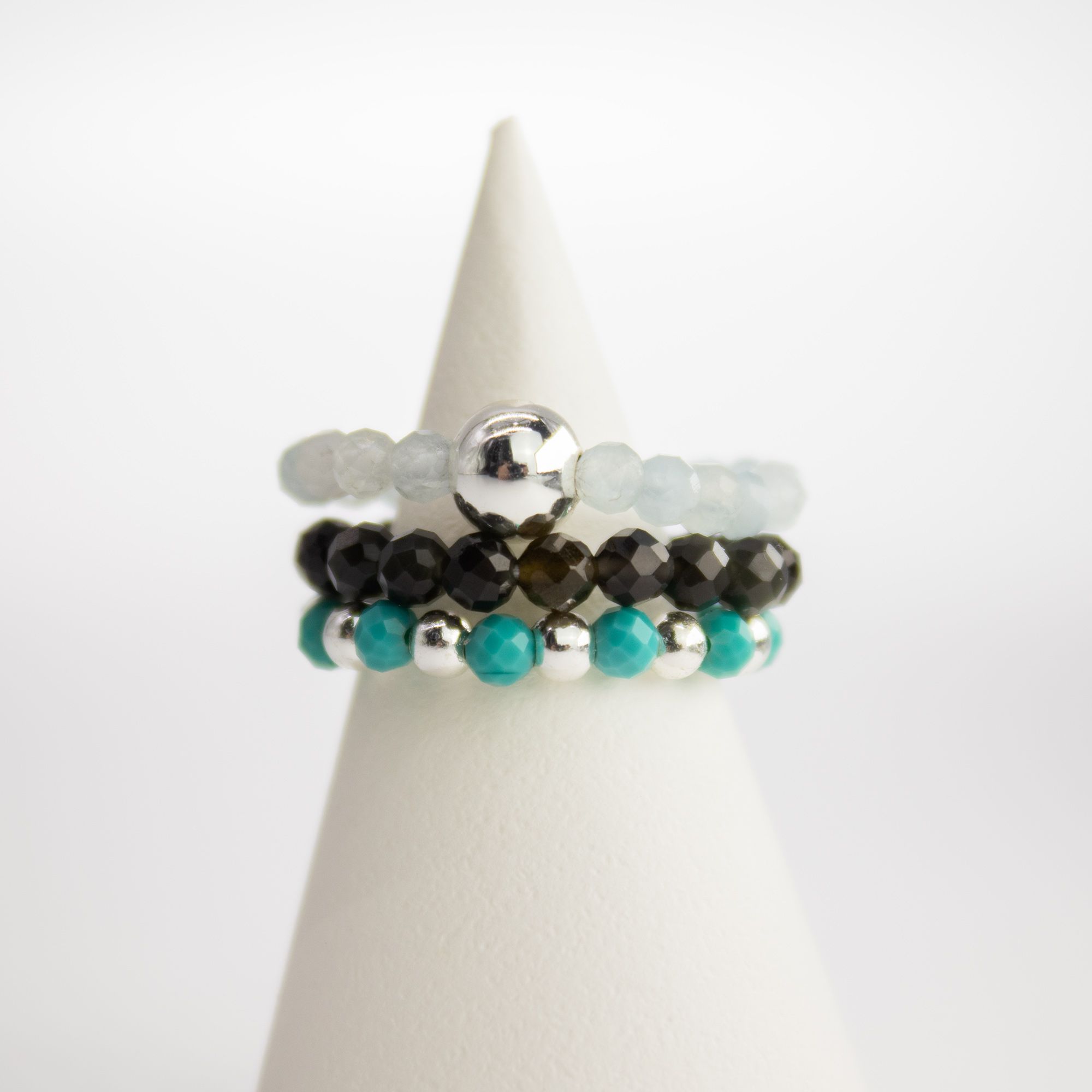 Conjunto de anillos de gema de ninfa - Océano sin fin - Imagen 5