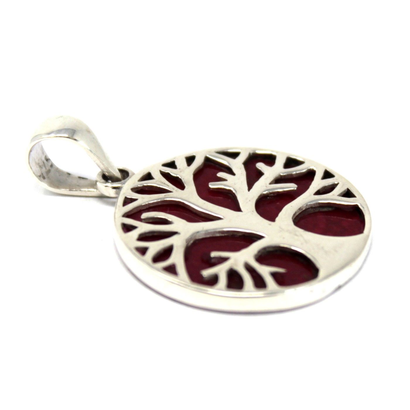 Colgante de Plata Árbol de la Vida 22mm - Efecto Coral - Imagen 2