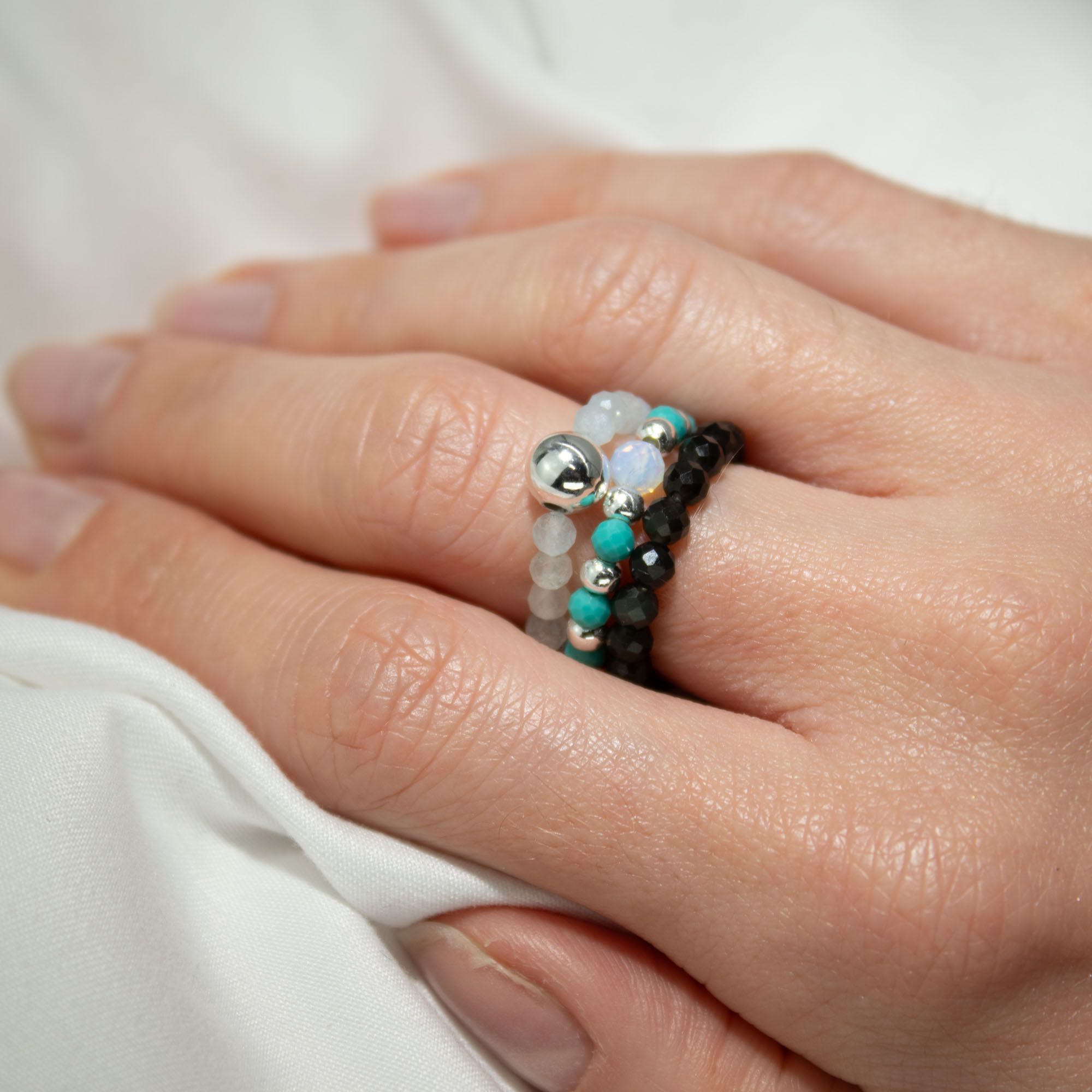 Conjunto de anillos de gema de ninfa - Océano sin fin - Imagen 6