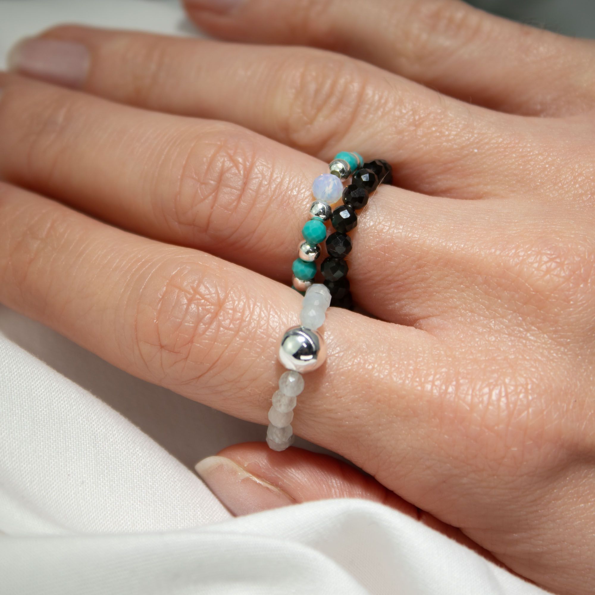 Conjunto de anillos de gema de ninfa - Océano sin fin - Imagen 9