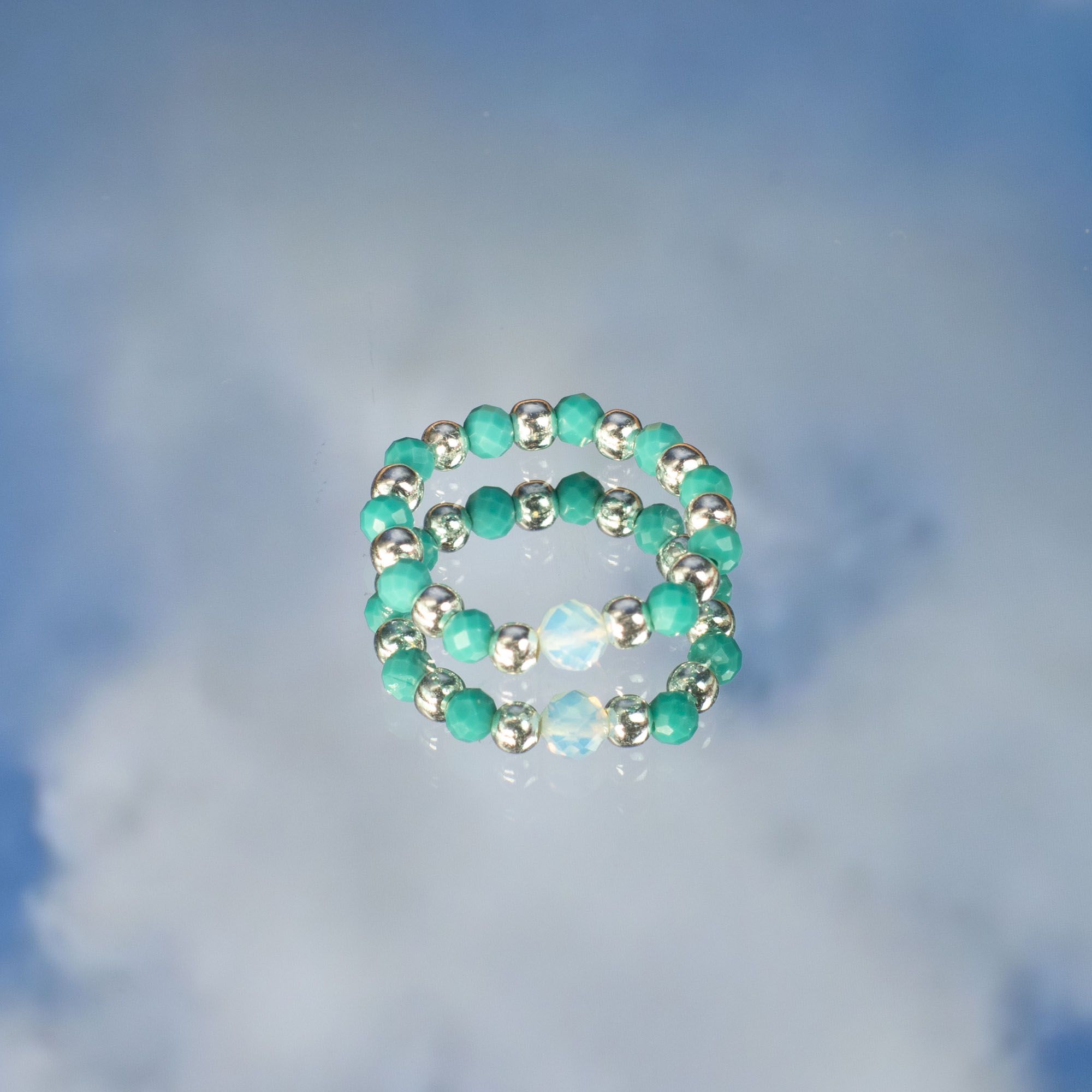 Conjunto de anillos de gema de ninfa - Océano sin fin - Imagen 3